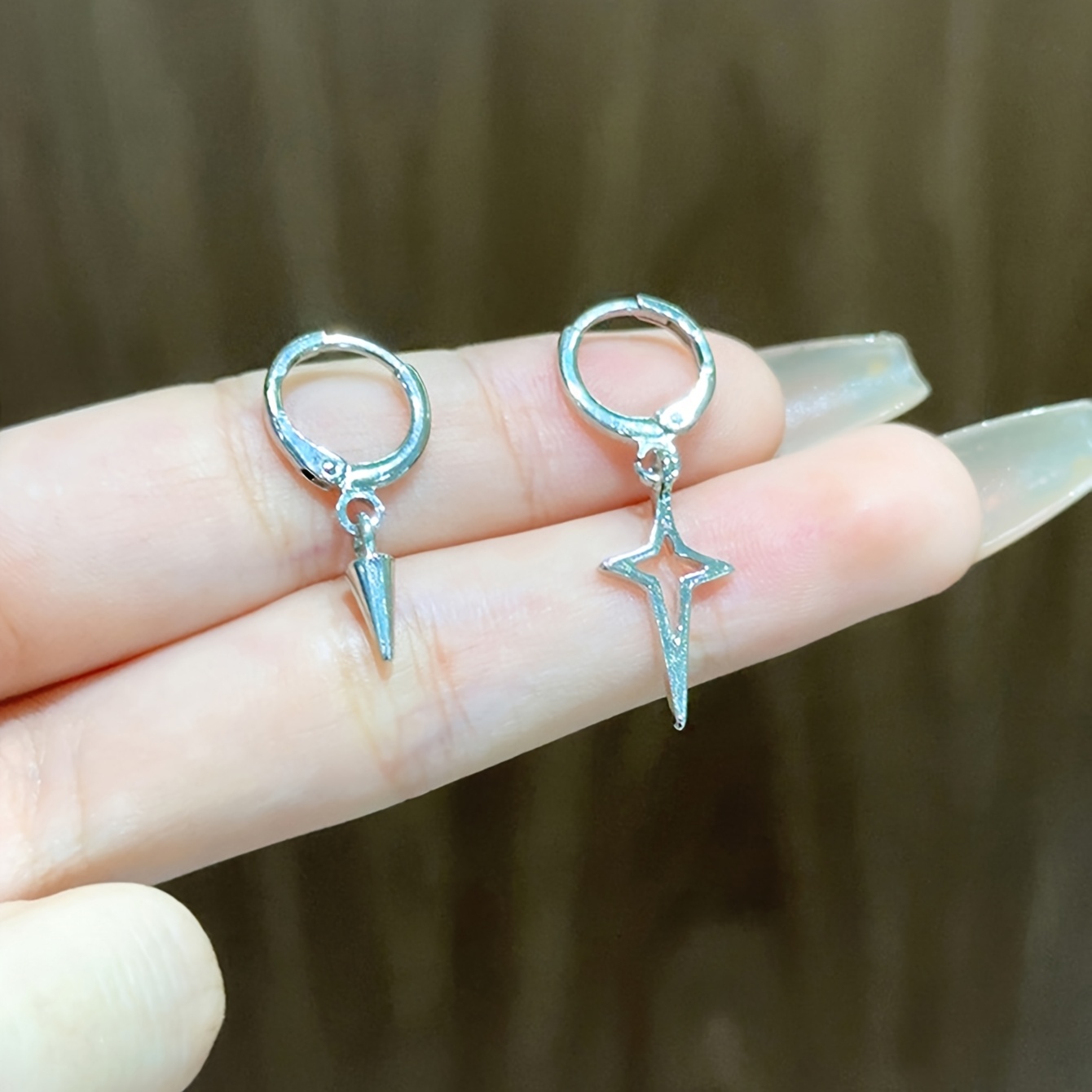 Women's Asymmetrical Cross & Star Earrings